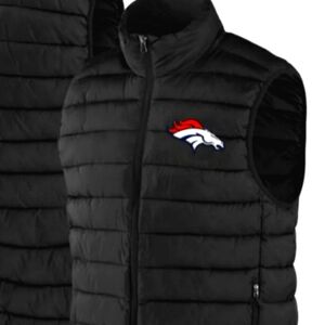 Denver Broncos Full Zip Puffer Vest Jacket Winter Coat NWT